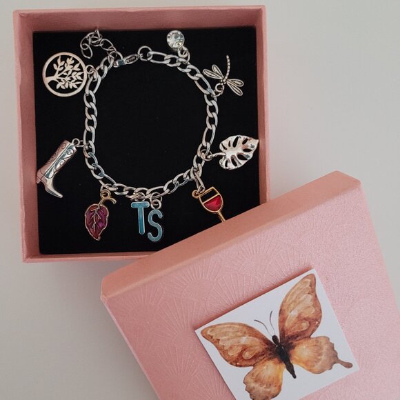 New Taylor Swift "Evermore Eras" Inspired Stainless Steel Charm Bracelet - Picture 2 of 3